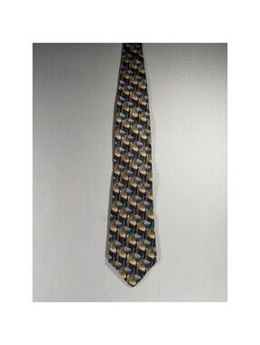 Jimmy Z Jerry Rice Collection One Men Silk Tie Geometric Abstract Gold Blue Pink